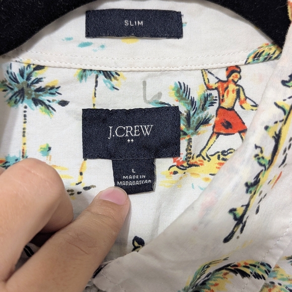 J.Crew Men's Slim Fit Button-Up Shirt Large 100% Cotton Hawaiian Tropical Print - Picture 5 of 15